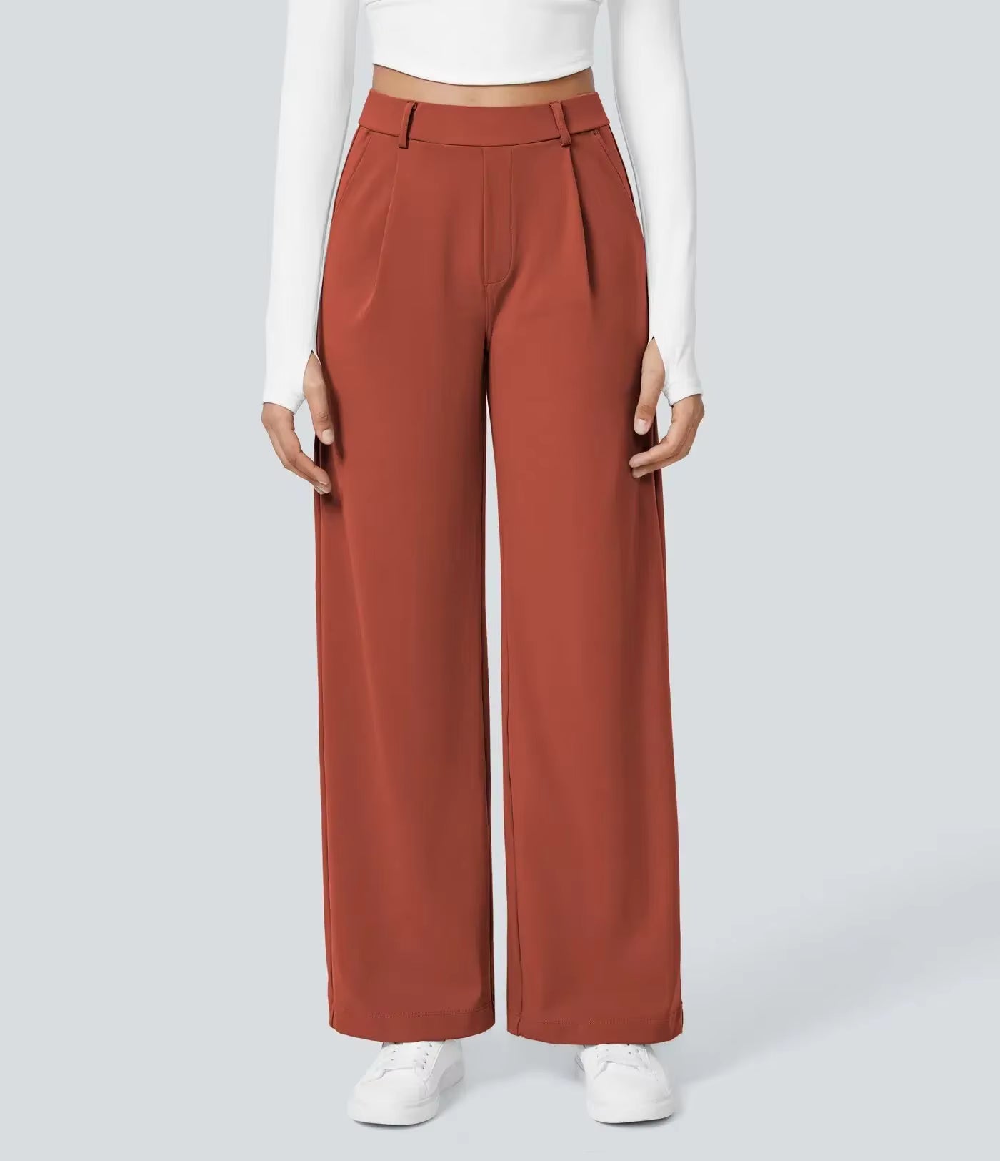 Plus Size Casual Trousers with Pockets
