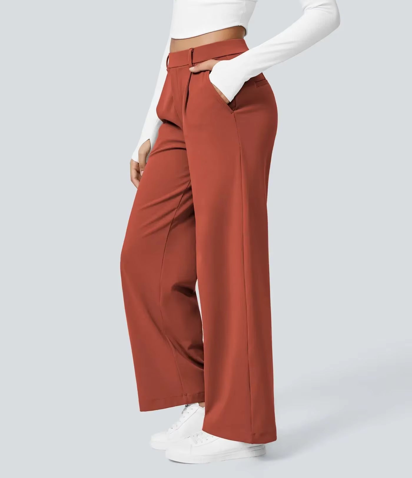Plus Size Casual Trousers with Pockets