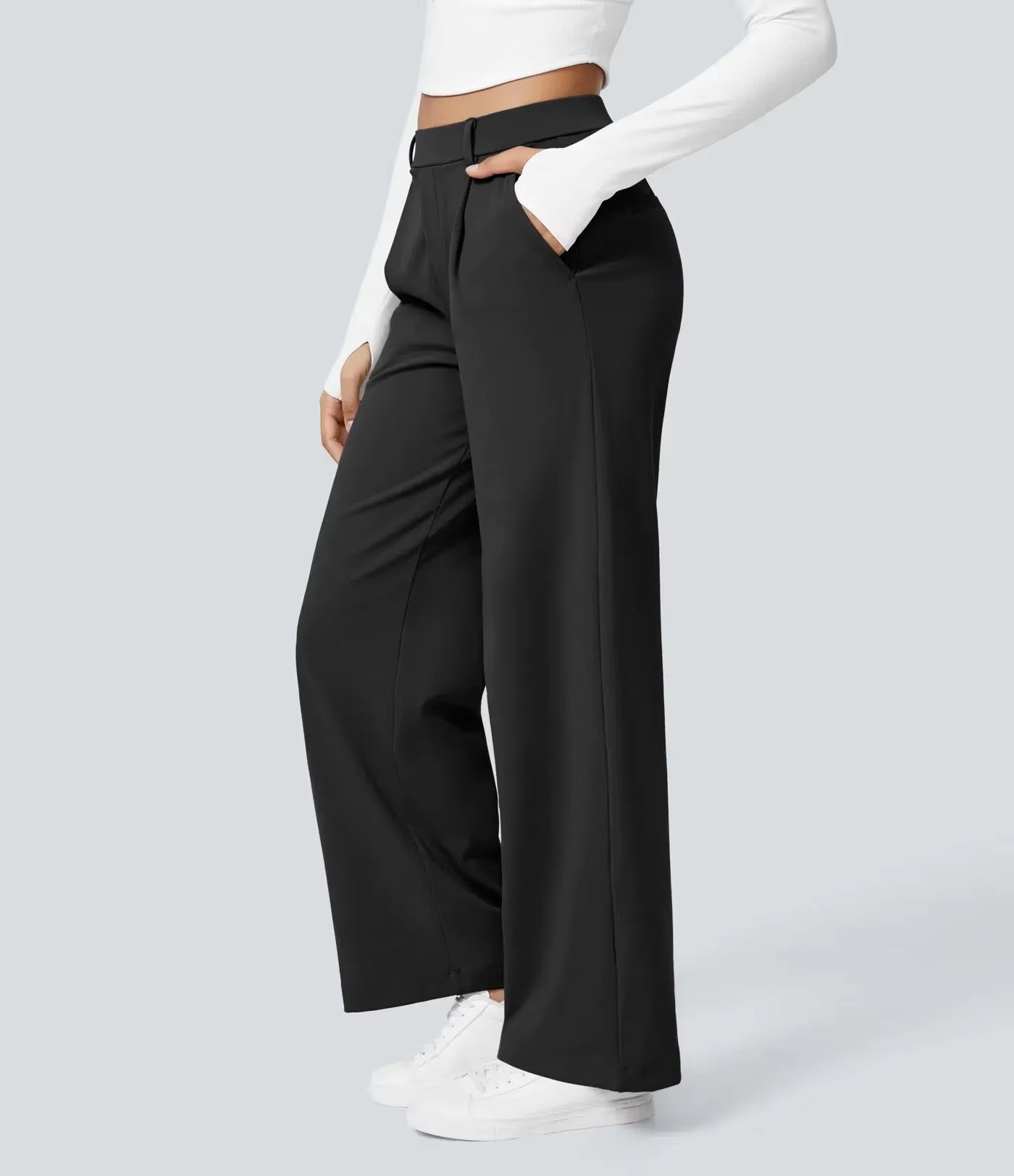 Plus Size Casual Trousers with Pockets