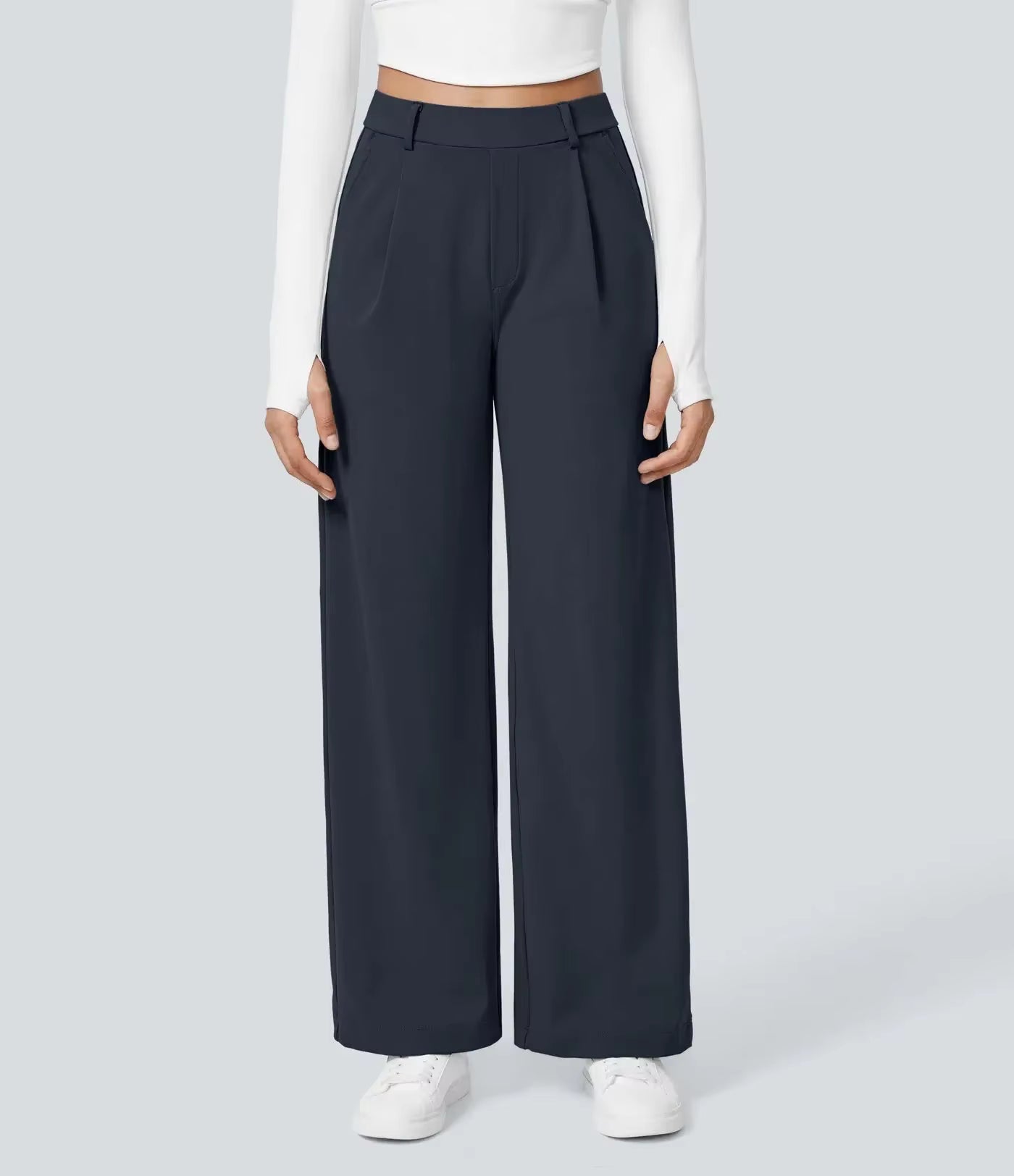 Plus Size Casual Trousers with Pockets