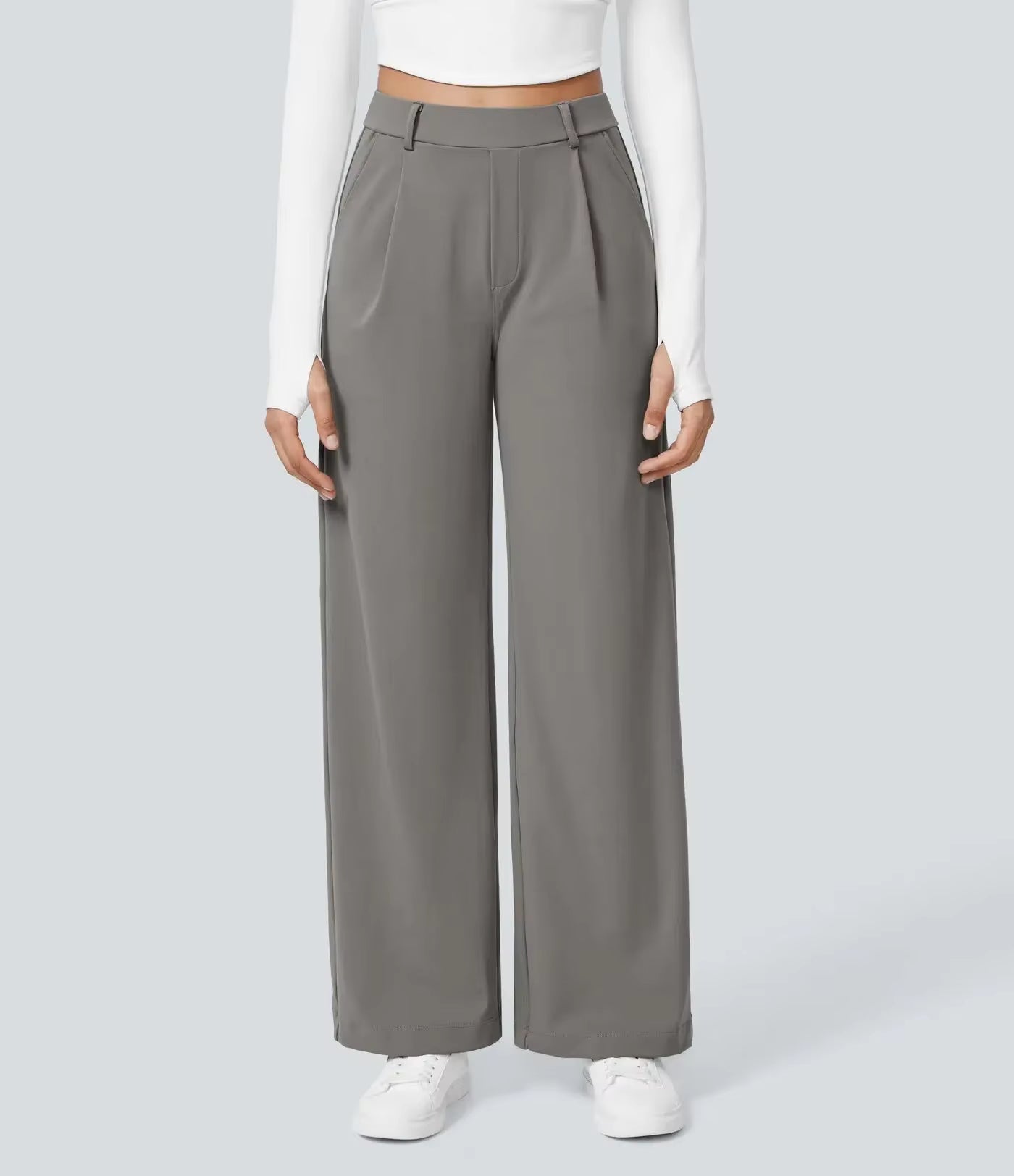 Plus Size Casual Trousers with Pockets