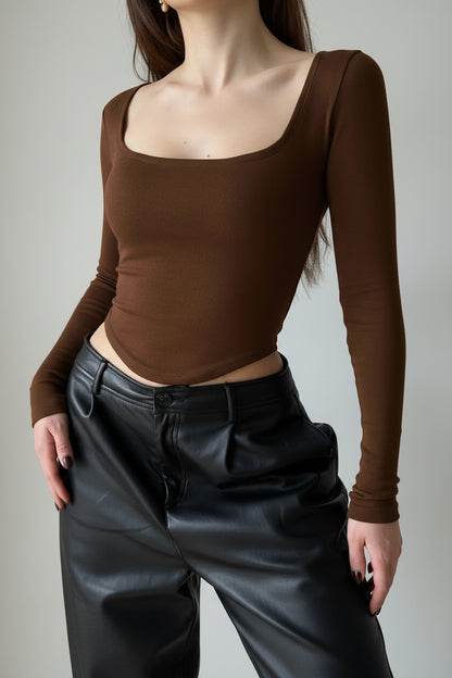 Square Neck Long Sleeve Tee